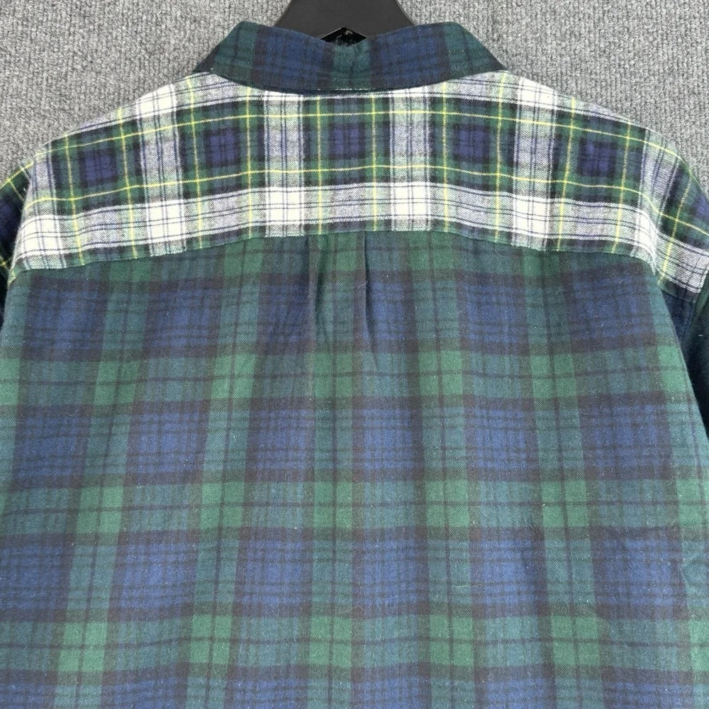 L.L.Bean Flannel Shirt Mens XXL T Green Black Watch Patchwork Plaid Cotton NWT